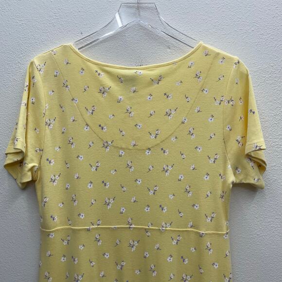 High Sierra Intimates Yellow Floral Short Sleeve Maxi Dress Size Medium - Picture 7 of 7